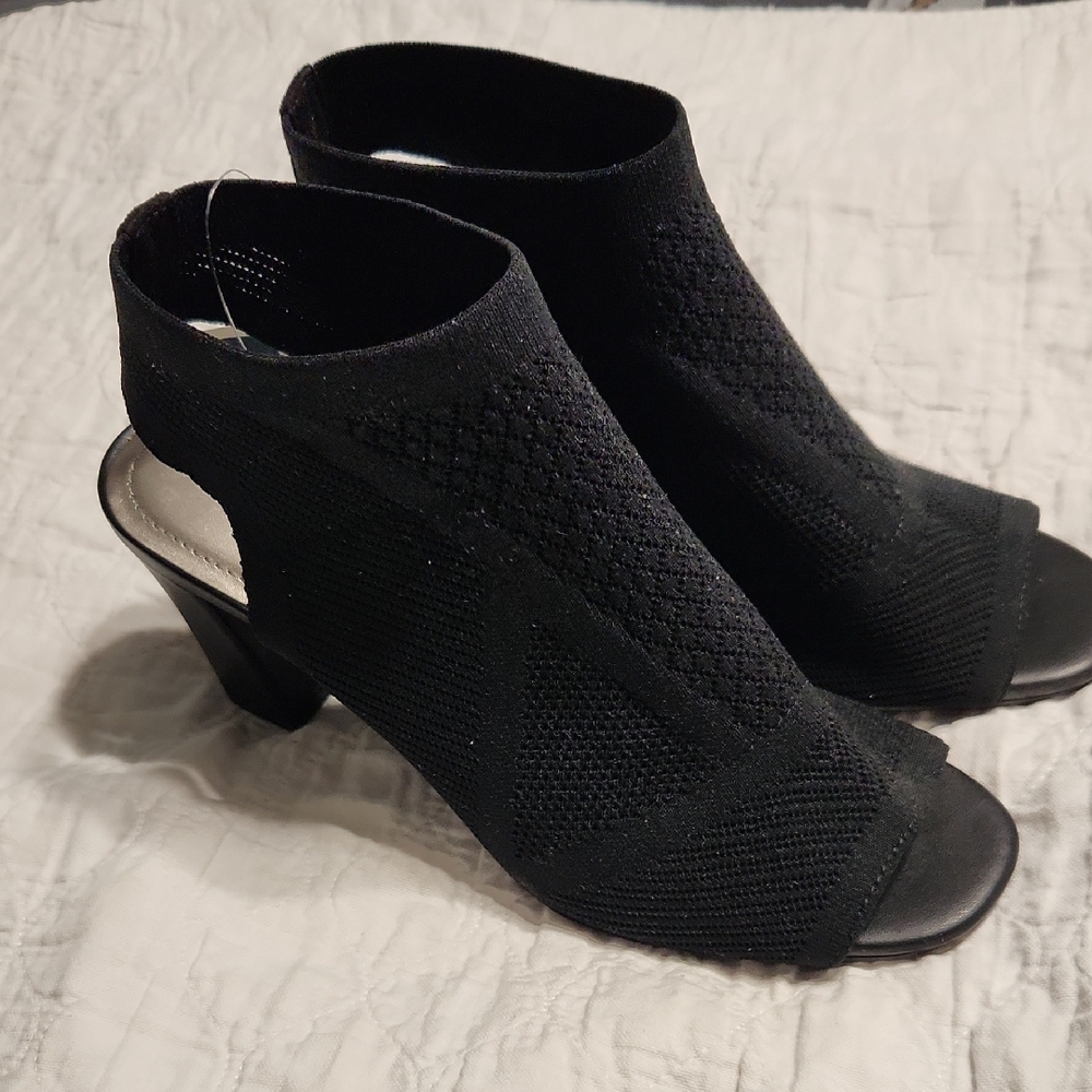 Impo Black Mesh Heeled Booties